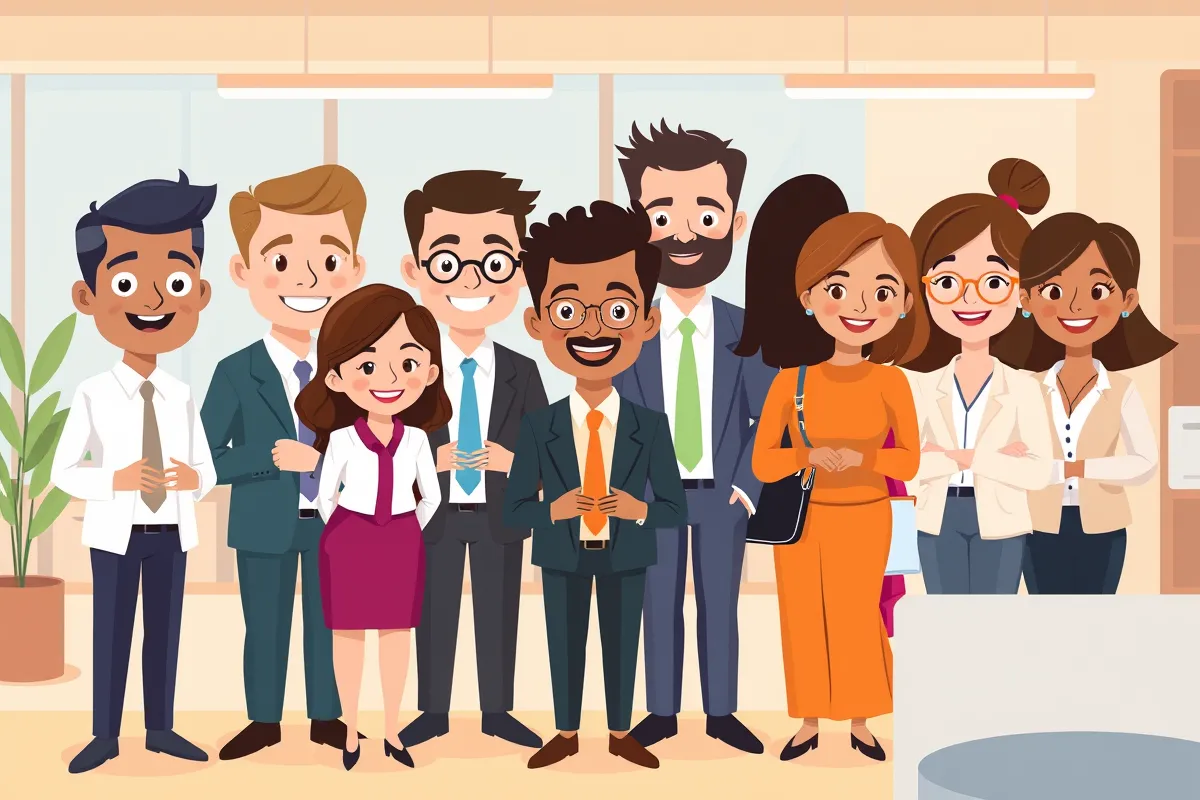 Diverse international team of financial professionals working on global payment solutions and cross-border money transfers